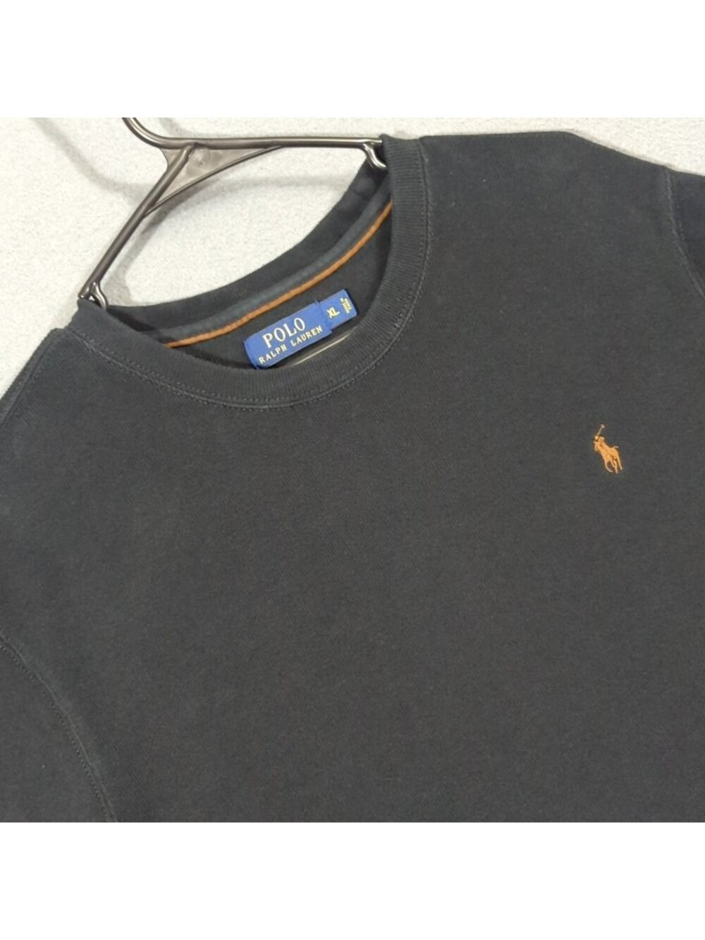 Polo Ralph Lauren Crew Neck Sweatshirt Men's XL Black Heavyweight Cotton Preppy
